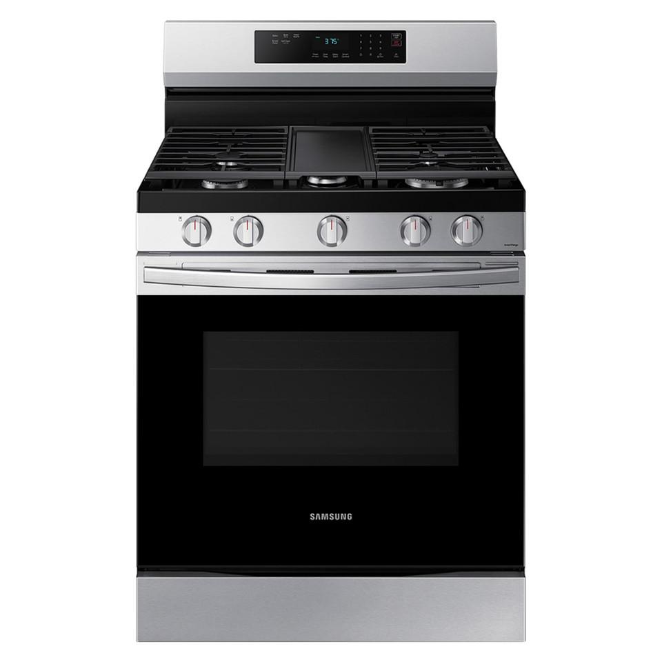 Gas Ranges |  Samsung 6.0 cu. ft. Smart Freestanding Gas Range w/18K BTU Dual Ring Power Burner – NX60A6311SS Stainless Steel Gas Ranges Gas Ranges