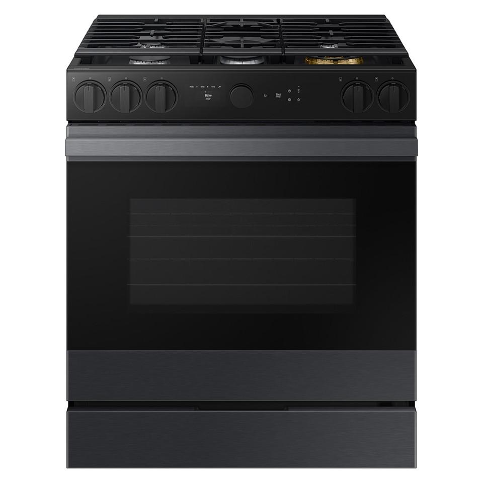 Gas Ranges |  Samsung Bespoke Smart Slide-In Gas Range 6.0 cu. ft. in Matte Black Steel with Air Sous Vide & Air Fry NSG6DG8500MT Black Gas Ranges Black