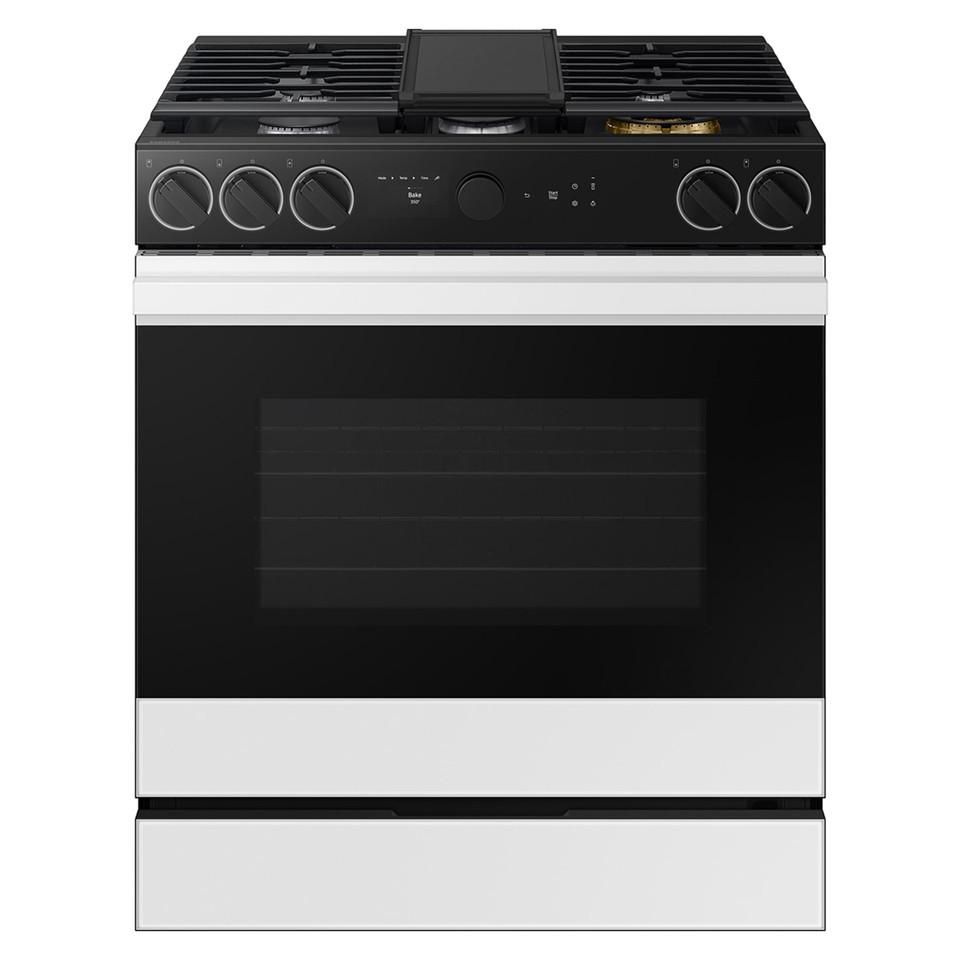 Gas Ranges |  Samsung Bespoke Smart Slide-In Gas Range 6.0 cu. ft. with Smart Oven Camera & Illuminated Precision Knobs – NSG6DB870012 White Gas Ranges Gas Ranges