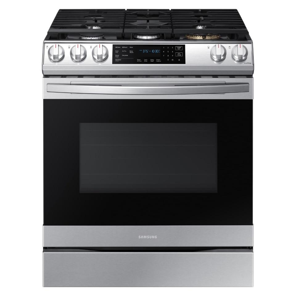 Gas Ranges |  Samsung Front Control Slide-in Gas Range with Air Fry – NX60T8511SS Stainless Steel Gas Ranges Gas Ranges