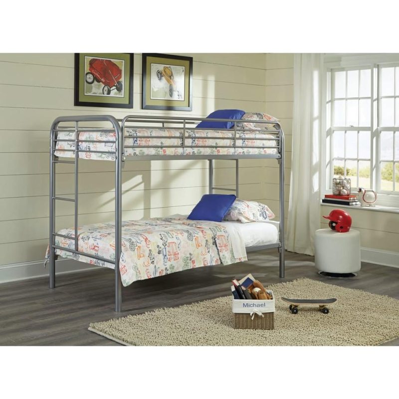 Kids Bedroom Sets |  Sutton Collection Twin over Twin Bunkbed in Silver Gray Bunk Beds Bunk Beds