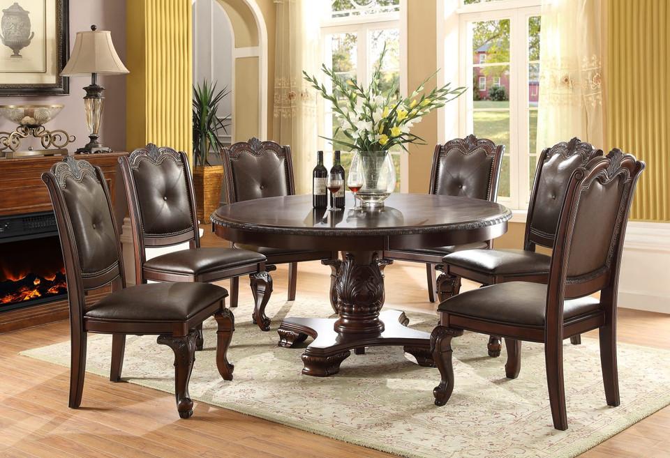 Kitchen and Dining Sets |  Alexandria Round Dining – Table & 4 Side Chairs Brown Dining Room Furniture Brown