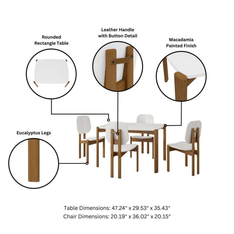 Kitchen and Dining Sets |  Gales 47.24 Dining Set in White – Set of 5 White Dining Room Furniture Kitchen & Dining Sets