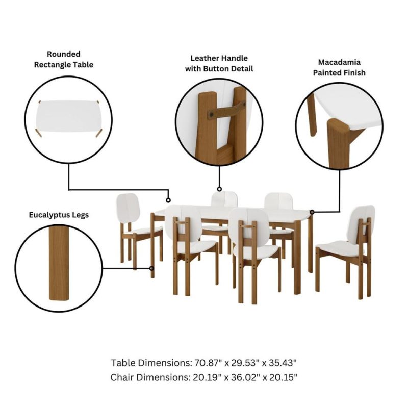 Kitchen and Dining Sets |  Gales 70.87 Dining Set in White – Set of 7 White Dining Room Furniture Kitchen & Dining Sets