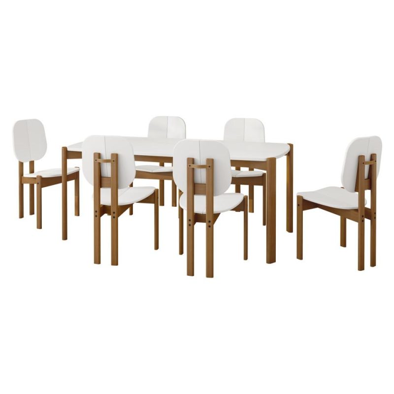 Kitchen and Dining Sets |  Gales 70.87 Dining Set in White – Set of 7 White Dining Room Furniture Kitchen & Dining Sets