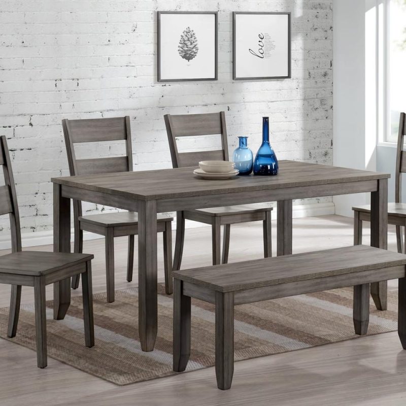 Kitchen and Dining Sets |  Phoenix Dining Table & 4 Dining Chairs Gray Gray