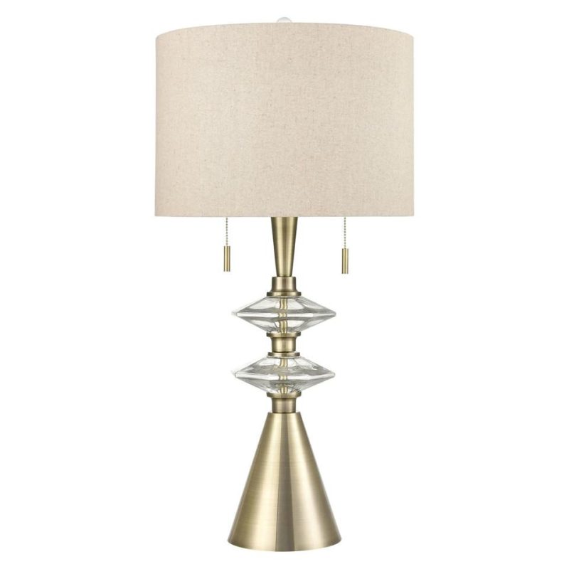 Lamps |  ANNETTA METAL GLASS LAMP Cream Home Décor Cream