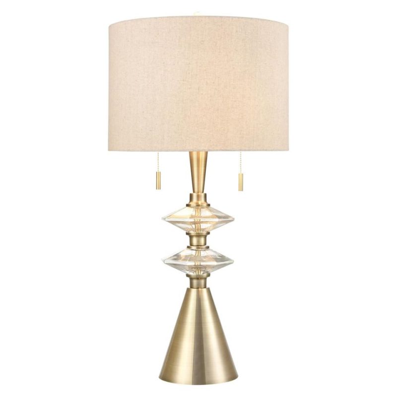 Lamps |  ANNETTA METAL GLASS LAMP Cream Home Décor Cream