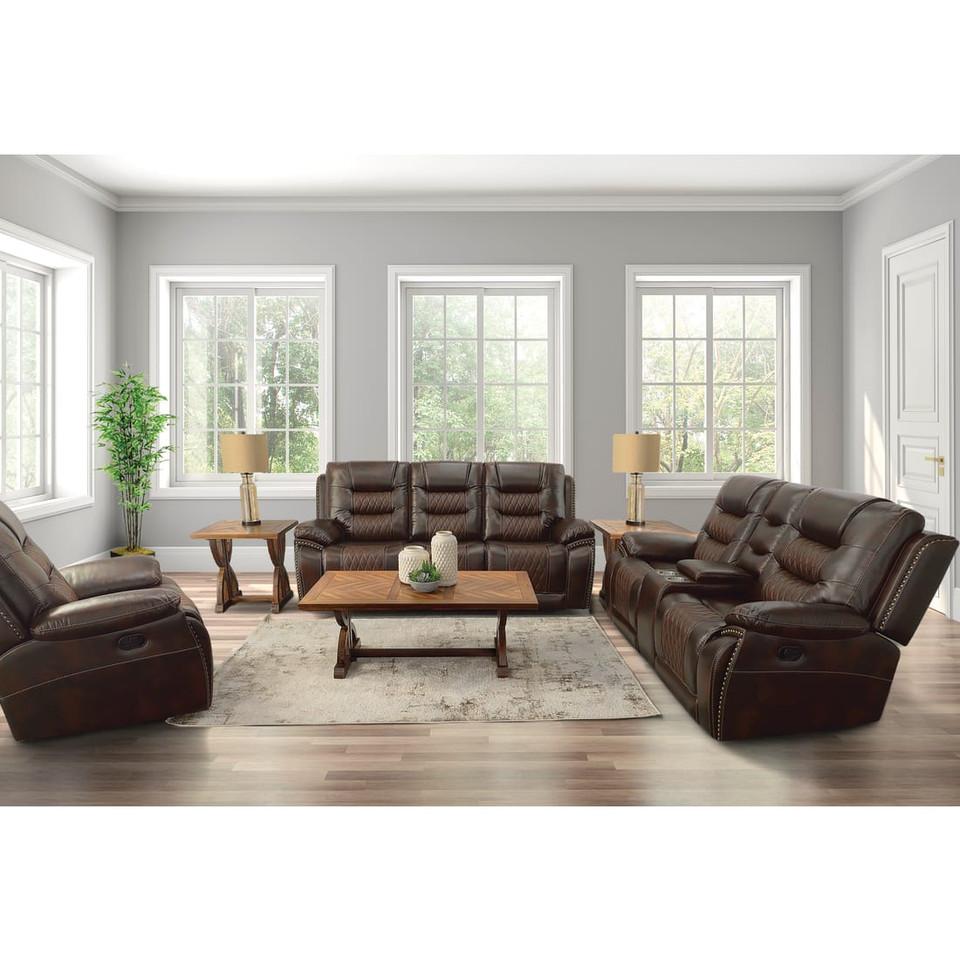 Living Room Sets |  Commander Sofa & Loveseat Brown Living Room Furniture Brown