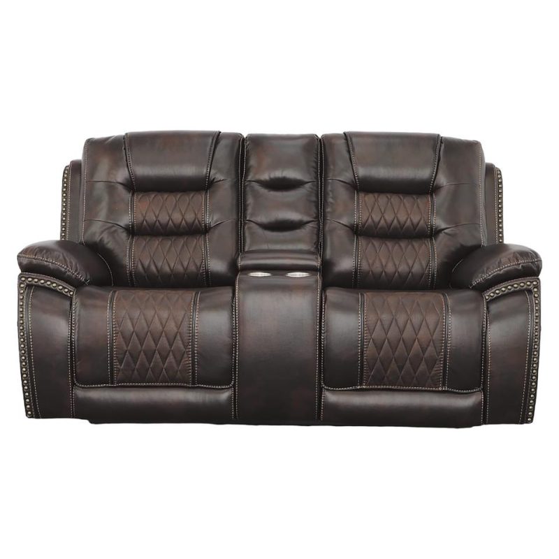 Living Room Sets |  Commander Sofa & Loveseat Brown Living Room Furniture Brown