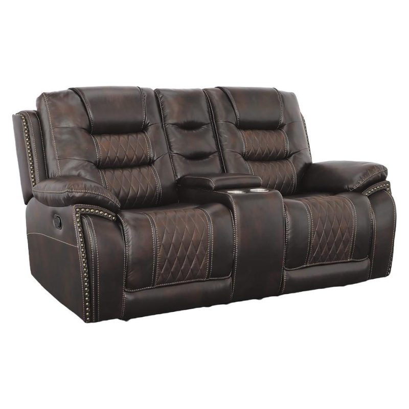 Living Room Sets |  Commander Sofa & Loveseat Brown Living Room Furniture Brown