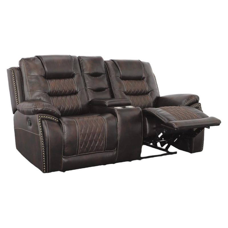 Living Room Sets |  Commander Sofa & Loveseat Brown Living Room Furniture Brown