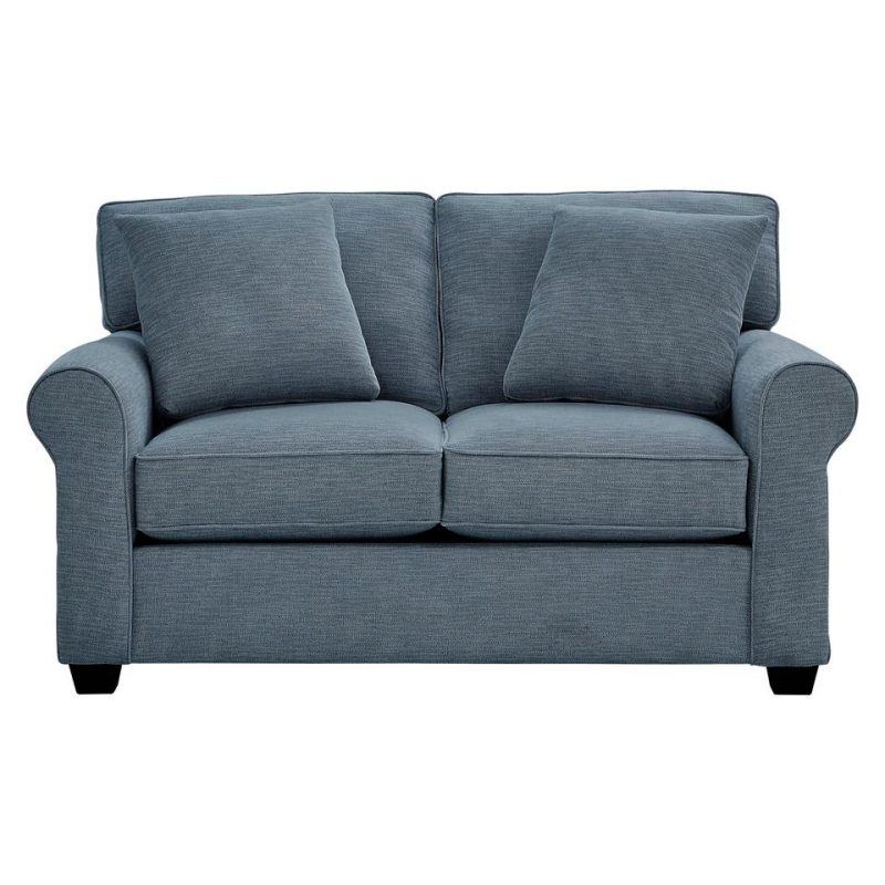 Living Room Sets |  Crestview Rolled Arm Blue 2-pc sofa & loveseat Blue Living Room Furniture Blue