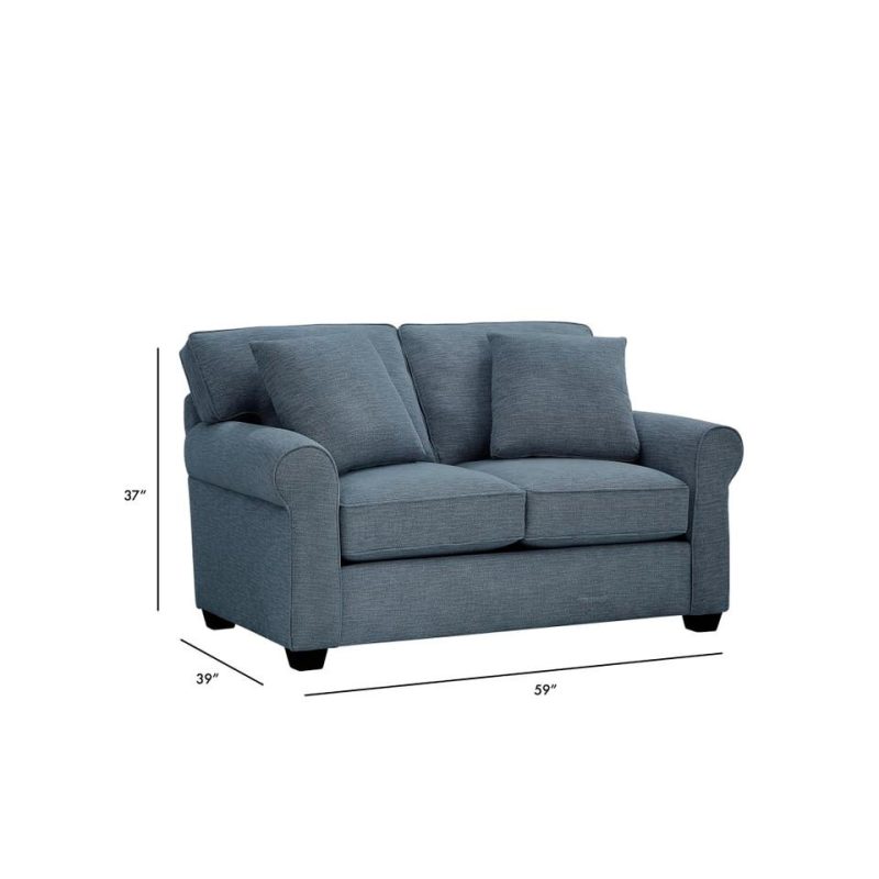 Living Room Sets |  Crestview Rolled Arm Blue 2-pc sofa & loveseat Blue Living Room Furniture Blue