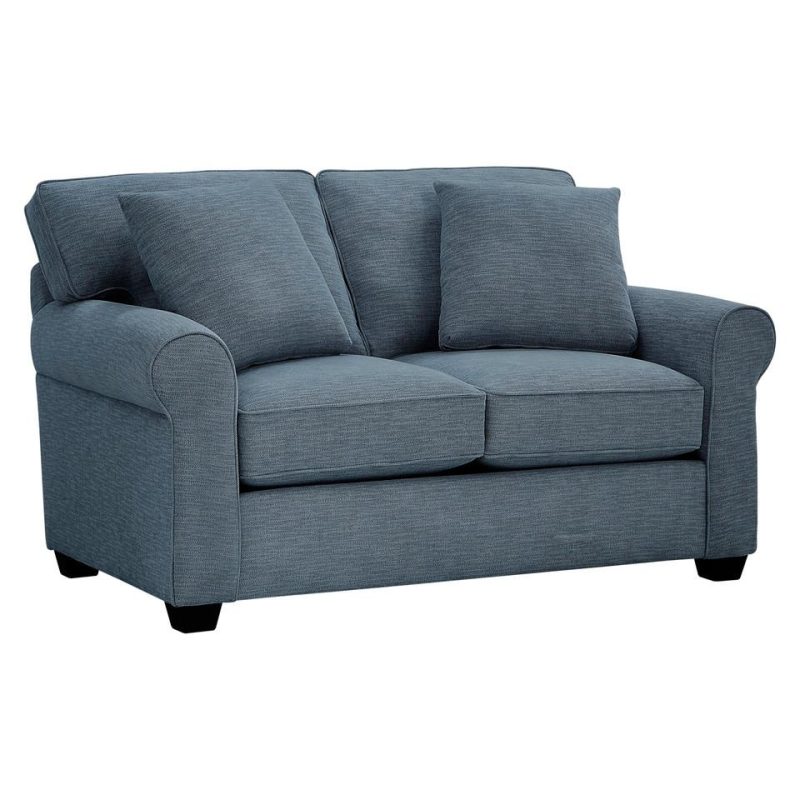 Living Room Sets |  Crestview Rolled Arm Blue 2-pc sofa & loveseat Blue Living Room Furniture Blue