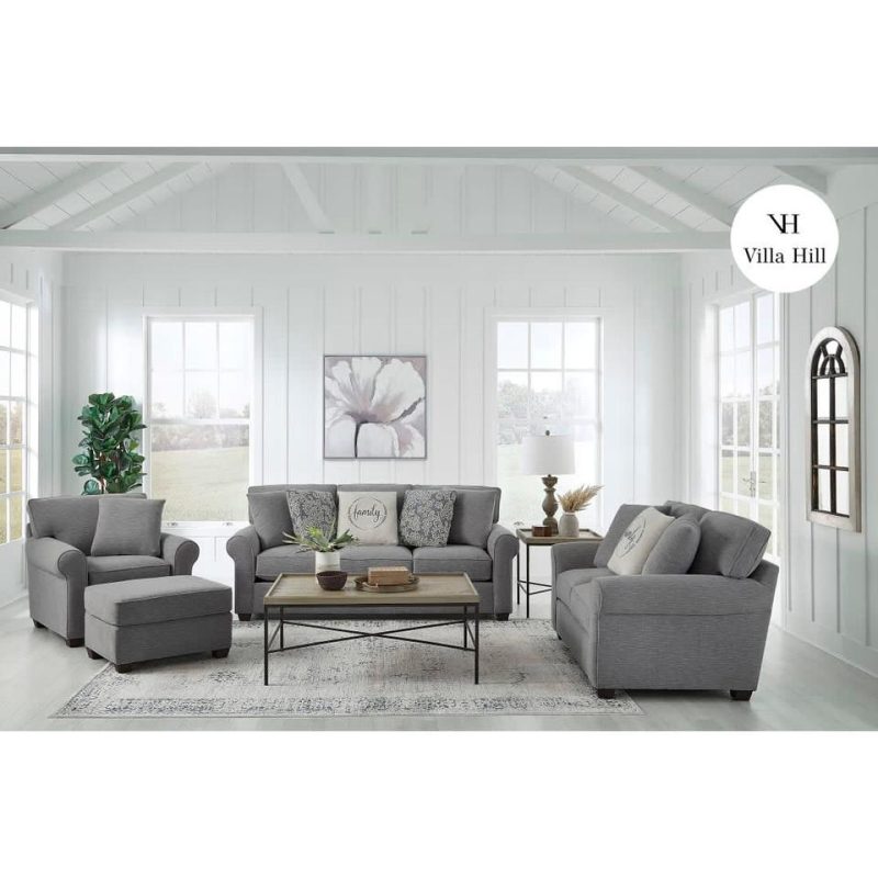 Living Room Sets |  Crestview Rolled Arm Graphite 2-pc sofa & loveseat Gray Living Room Furniture Gray