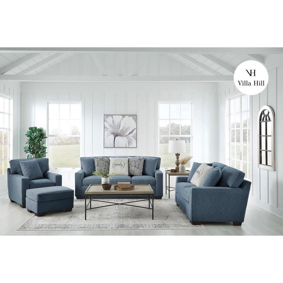 Living Room Sets |  Crestview Track Arm Blue 2-pc sofa & loveseat Blue Living Room Furniture Blue