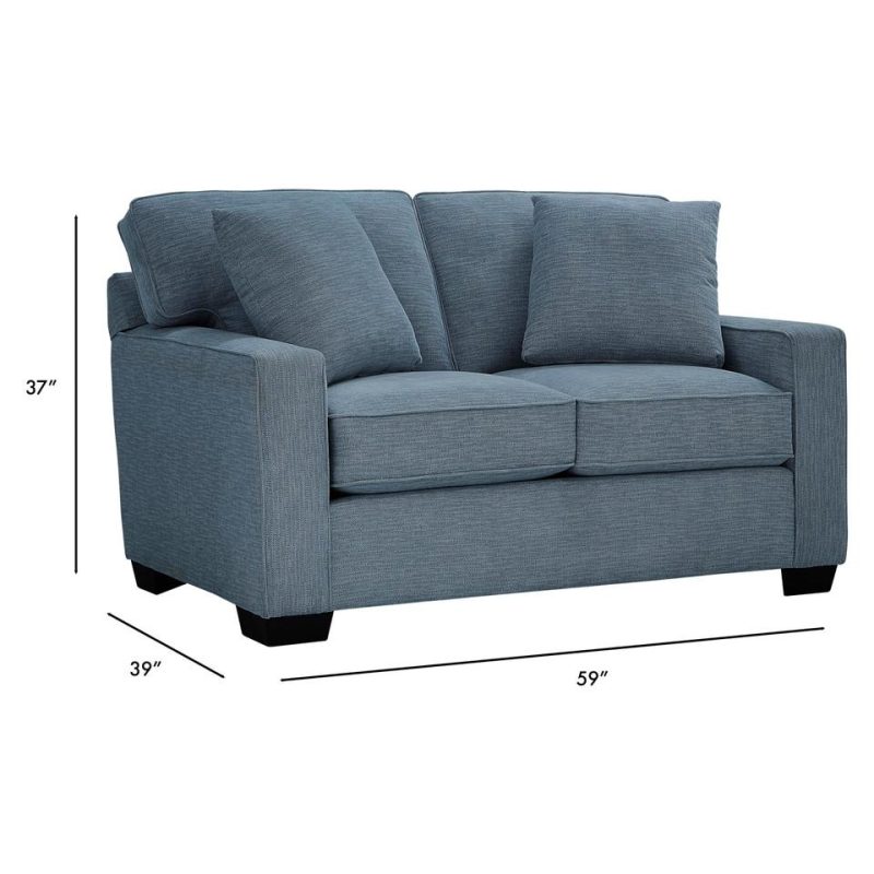 Living Room Sets |  Crestview Track Arm Blue 2-pc sofa & loveseat Blue Living Room Furniture Blue