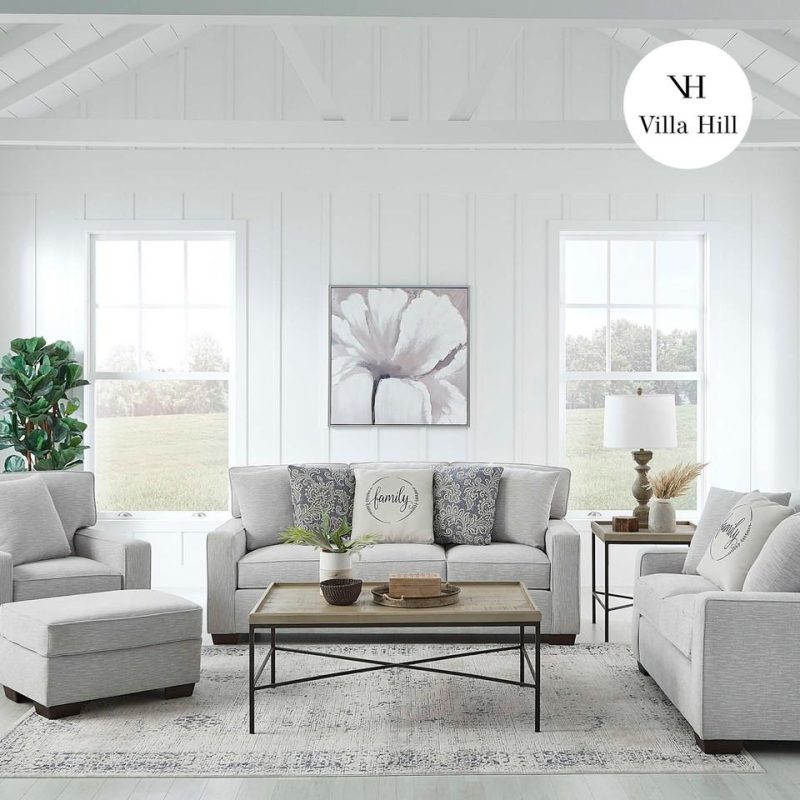 Living Room Sets |  Crestview Track Arm Granite 2-pc sofa & loveseat Gray Living Room Furniture Gray