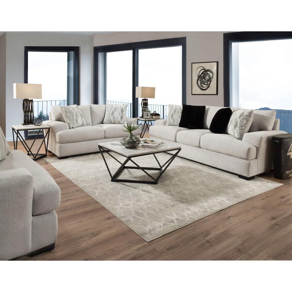 Living Room Sets |  Dominick Silver Sofa and Loveseat White Living Room Furniture Living Room Sets