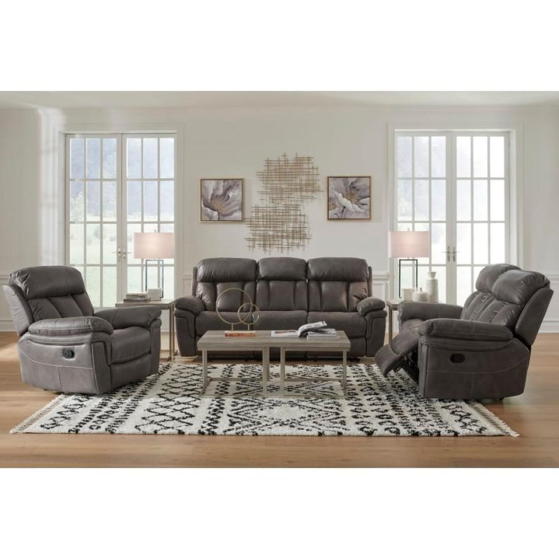 Living Room Sets |  Grayson Reclining Sofa & Loveseat Gray Living Room Furniture Gray