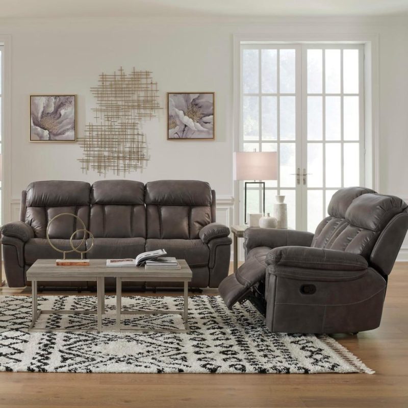 Living Room Sets |  Grayson Reclining Sofa & Loveseat Gray Living Room Furniture Gray