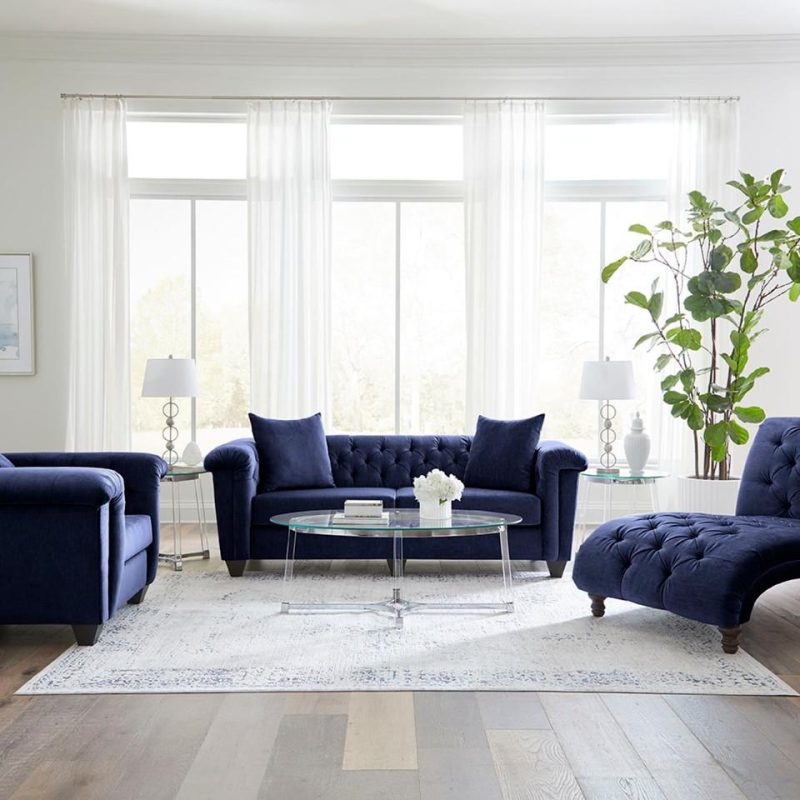 Living Room Sets |  Hampton Blue Sofa & Loveseat Blue Living Room Furniture Blue