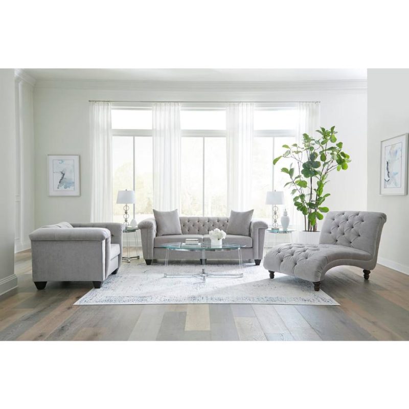 Living Room Sets |  Hampton Silver Sofa & Loveseat Gray Living Room Furniture Gray