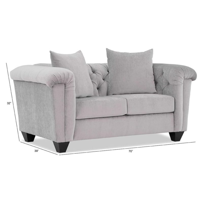 Living Room Sets |  Hampton Silver Sofa & Loveseat Gray Living Room Furniture Gray