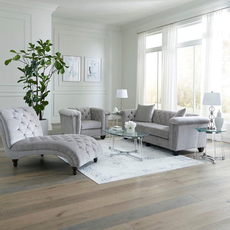 Living Room Sets |  Hampton Silver Sofa & Loveseat Gray Living Room Furniture Gray