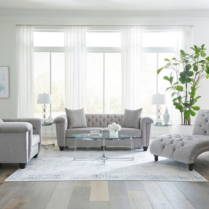 Living Room Sets |  Hampton Silver Sofa & Loveseat Gray Living Room Furniture Gray