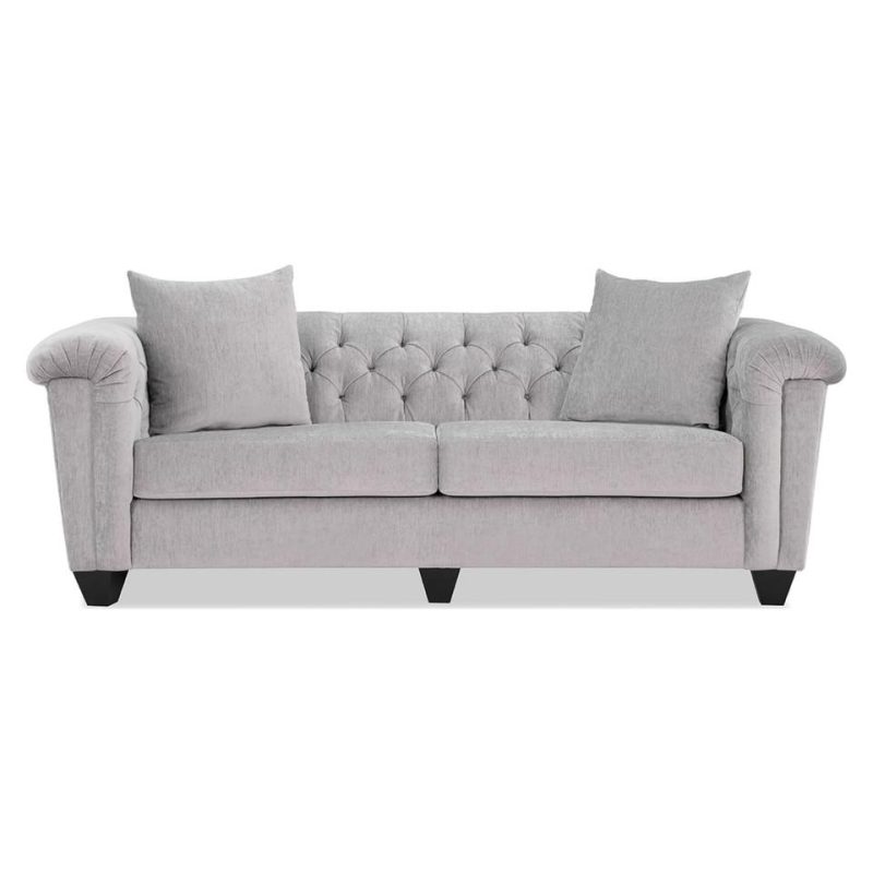 Living Room Sets |  Hampton Silver Sofa & Loveseat Gray Living Room Furniture Gray