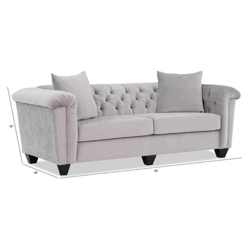 Living Room Sets |  Hampton Silver Sofa & Loveseat Gray Living Room Furniture Gray