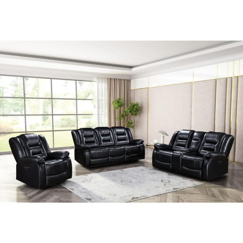 Living Room Sets |  Nixon Sofa & Loveseat Black Living Room Furniture Black