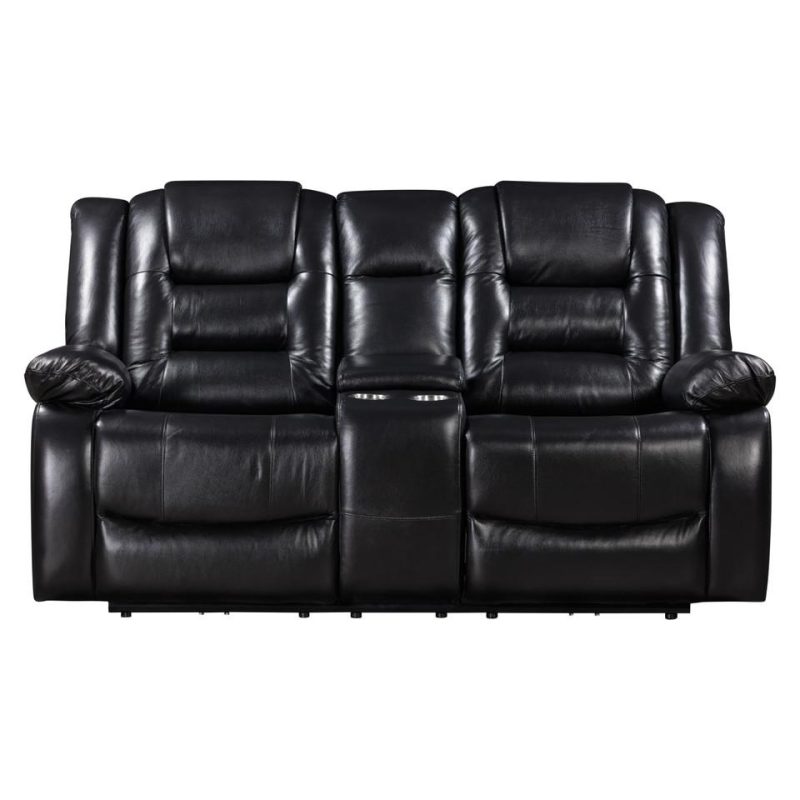 Living Room Sets |  Nixon Sofa & Loveseat Black Living Room Furniture Black