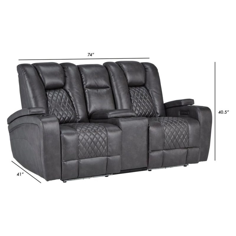 Living Room Sets |  Onyx Power Sofa & Loveseat Black Living Room Furniture Black