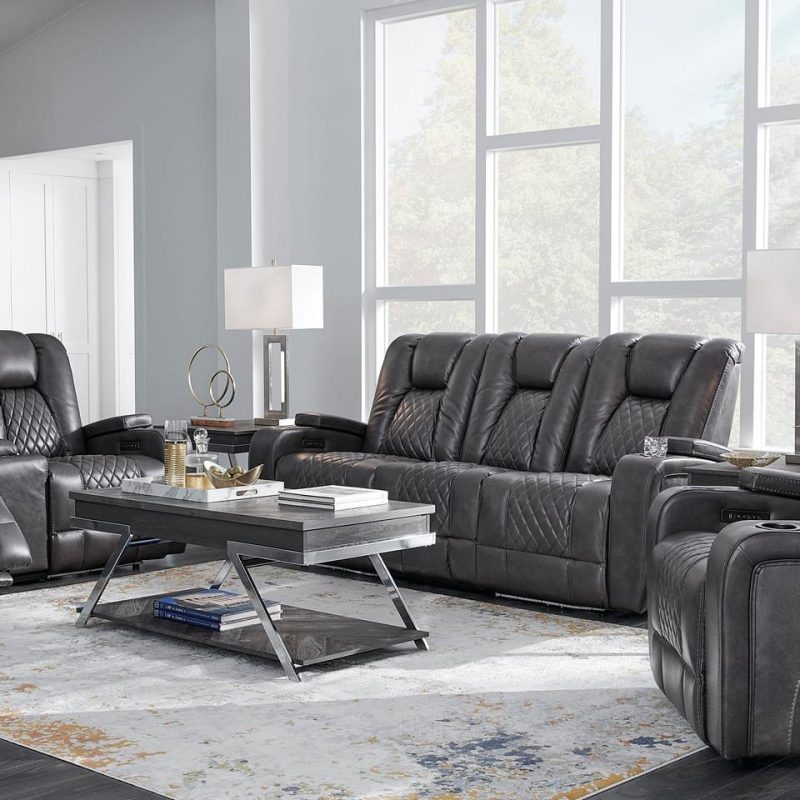 Living Room Sets |  Onyx Power Sofa & Loveseat Black Living Room Furniture Black