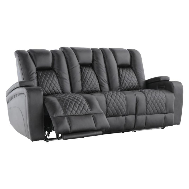 Living Room Sets |  Onyx Power Sofa & Loveseat Black Living Room Furniture Black