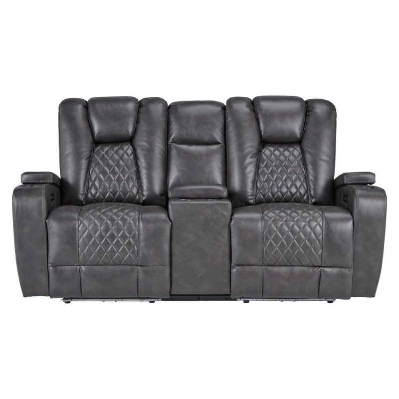 Living Room Sets |  Onyx Power Sofa & Loveseat Black Living Room Furniture Black