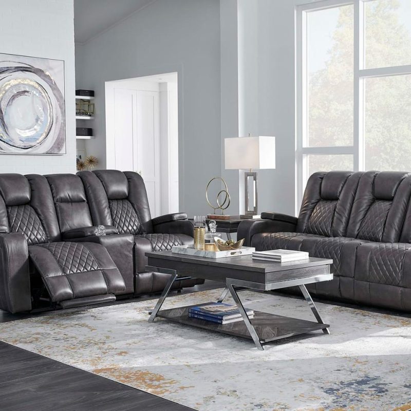 Living Room Sets |  Onyx Reclining Sofa & Loveseat Black Living Room Furniture Black