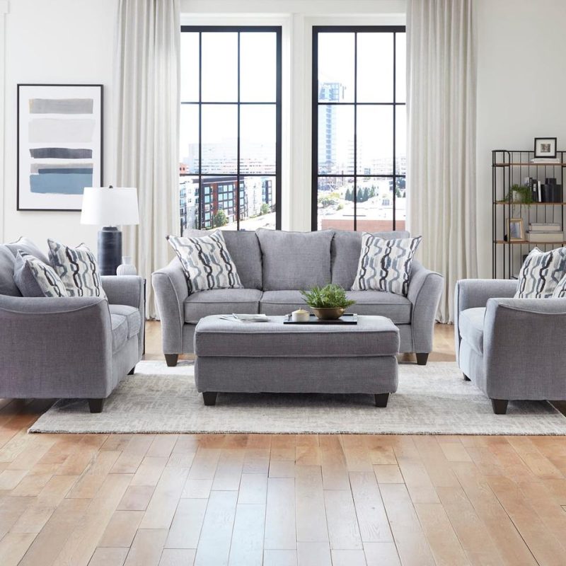 Living Room Sets |  Riviera Sofa & Loveseat Gray Living Room Furniture Gray