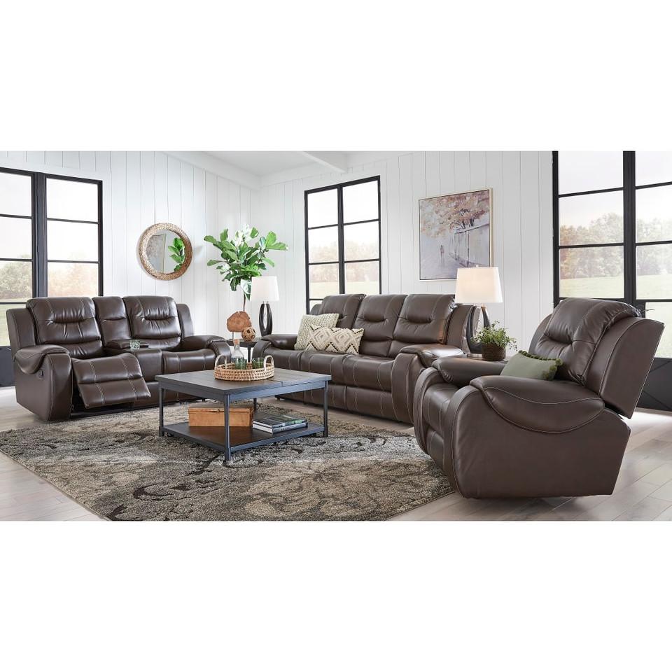 Living Room Sets |  Titan Chocolate Reclining Sofa & Loveseat Brown Living Room Furniture Brown