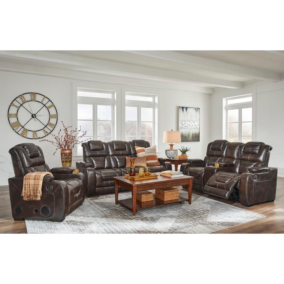 Living Room Sets |  Titanium Elite Leather Power Reclining Sofa & Loveseat Living Room Furniture Living Room Sets