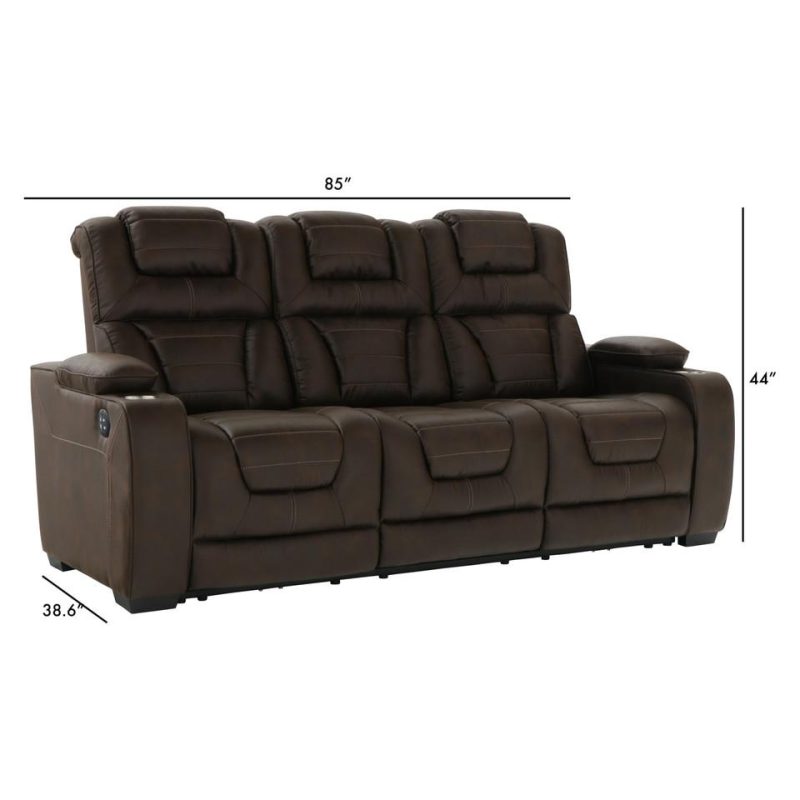 Living Room Sets |  Titanium Power Reclining Sofa & Loveseat Brown Living Room Furniture Brown