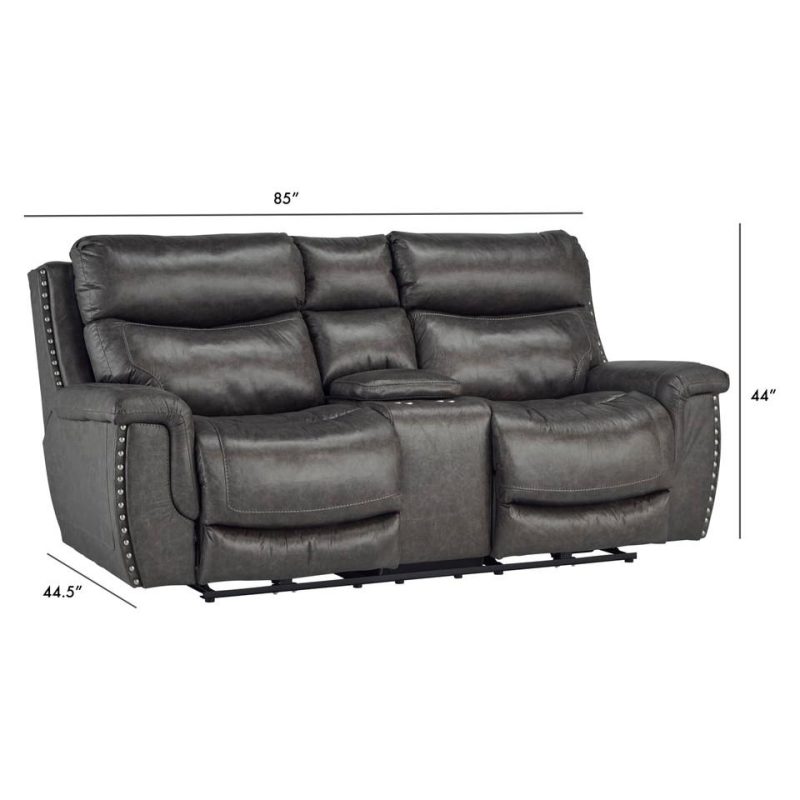 Loveseats |  Brentwood Power Reclining Loveseat Gray Living Room Furniture Gray