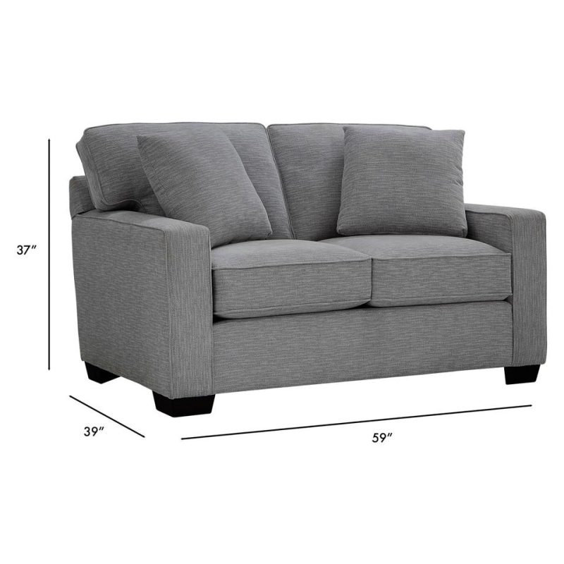 Loveseats |  Crestview Graphite Track Arm Graphite Loveseat Gray Living Room Furniture Gray