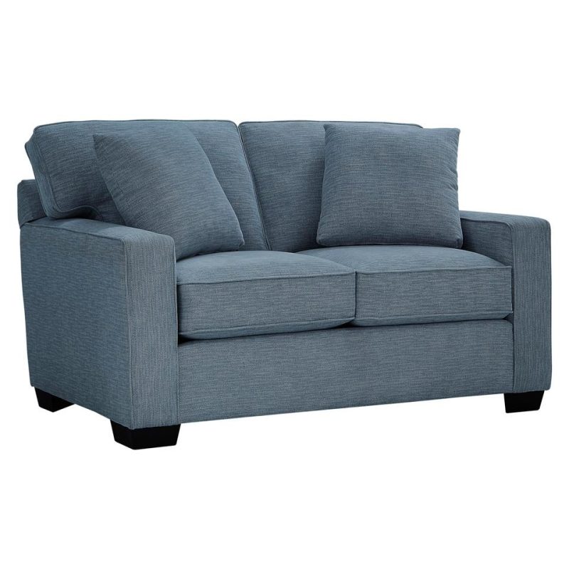 Loveseats |  Crestview Track Arm Blue Loveseat Blue Living Room Furniture Blue