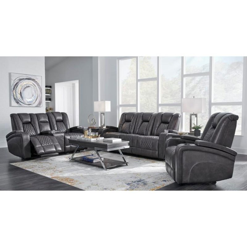 Loveseats |  Onyx Dual Glider Reclining Loveseat Black Living Room Furniture Black