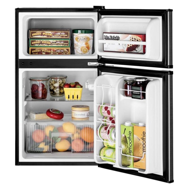 Mini Refrigerators |  GE 3.1 cu. ft. Double Door Mini Fridge (GDE03GLKLB) Stainless Steel Mini Refrigerators Mini Refrigerators