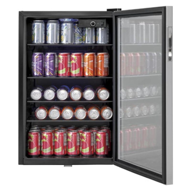 Mini Refrigerators |  Haier 150-Can Beverage Center – HEBF100BXS Stainless Steel Refrigerators Mini Refrigerators